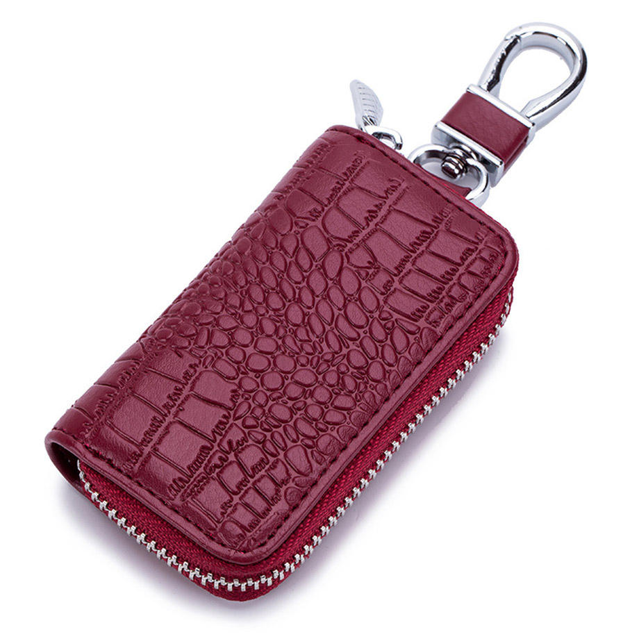 ERIER KB-010A Genuine Leather Car Key Case Holder Organizer Bag - Customizable Logo